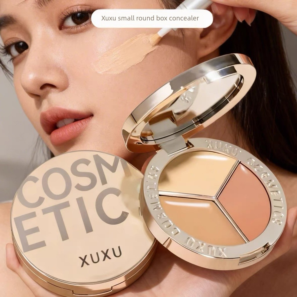 คอนซีลเลอร์ corrector XUXU Little Golden Shield คอนซีลเลอร์สามสี Non-sticking Powder ครอบคลุมรอยสิว 