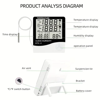 เครื่องวัดอุณหภูมิความชื้น หน้าจอ LCD ดิจิทัล สําหรับแต่งหน้า ร้านเสริมสวย