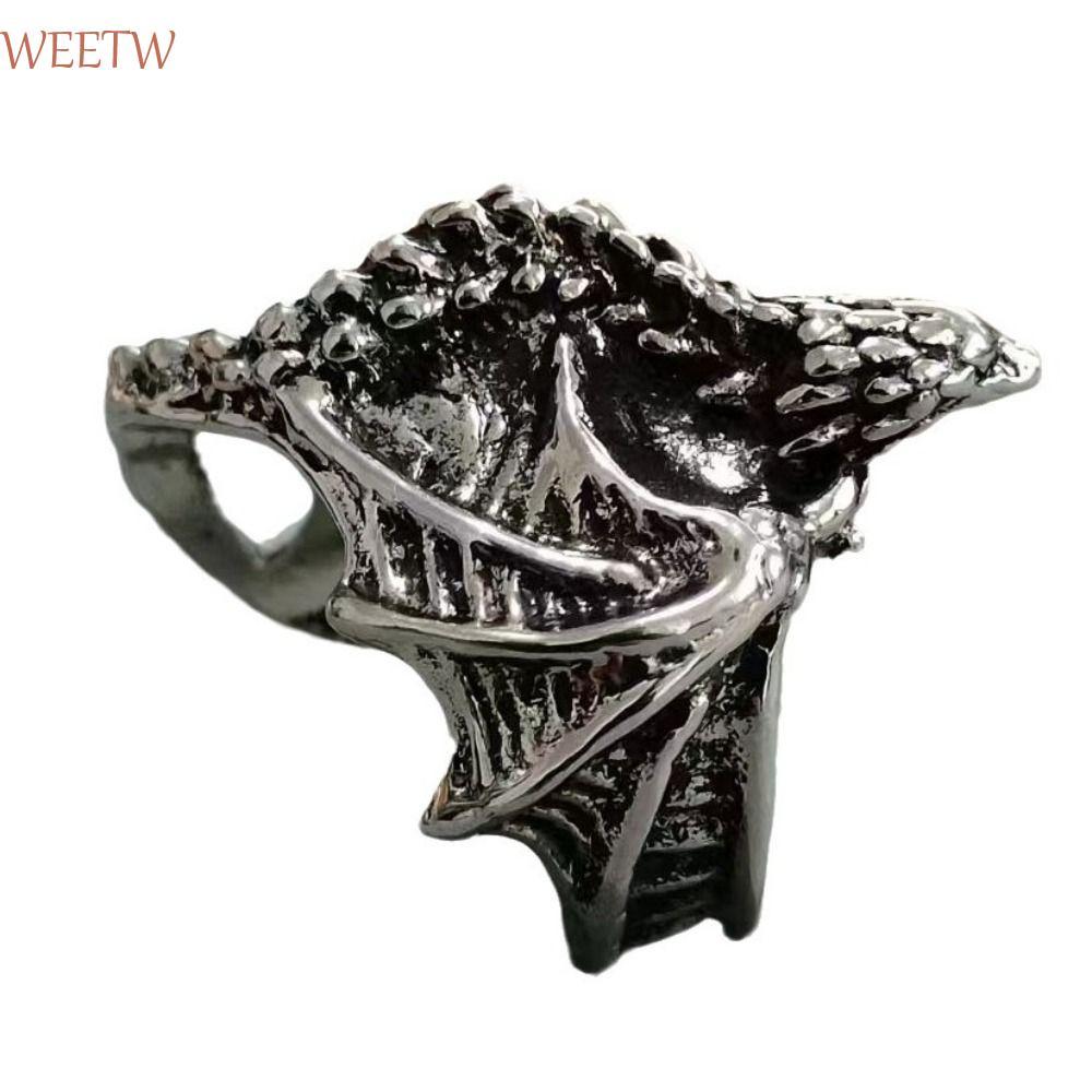 WEEKW Dragon Rings, Opening Vintage Pterosaur Wings Ring, Fashion Retro Punk Style Adjustable Black 