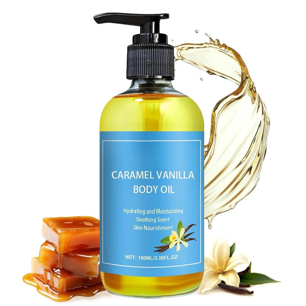 Vanilla Body Oil, Womens Vanilla and Caramel Body Oil,Herbal body oil สําหรับใช้ในหลังอาบน้ํา