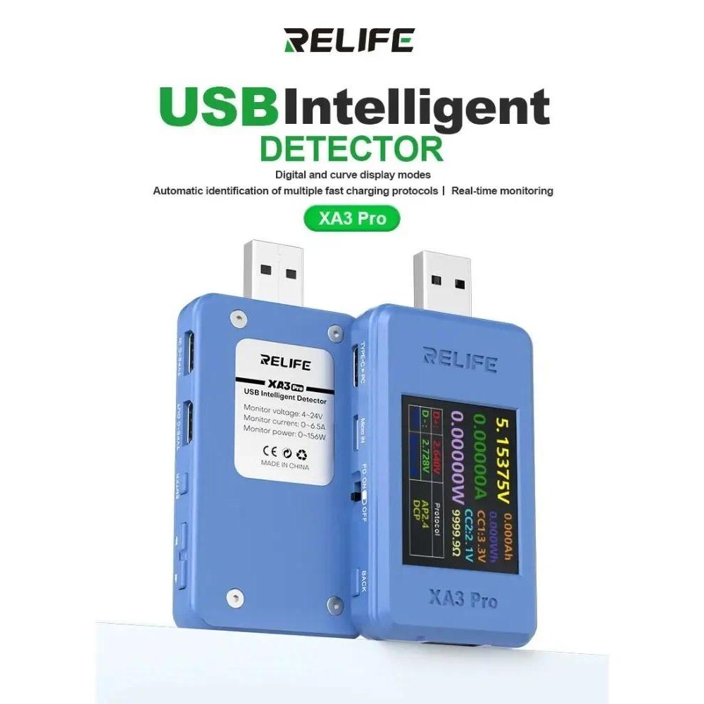 RELIFE XA3 Pro USB สมาร์ทเครื่องทดสอบรองรับ PD/QC2.0/QC3.0 Fast Charging 6.5A เครื่องทดสอบกระแสสูงสํ