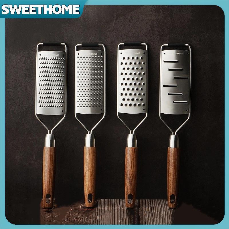 SWEETHOME ที่ขูดชีสพร้อมที่จับไม้ธรรมชาติสแตนเลส Zester เครื่องขูดครัว Citrus Zester เครื่องมือสําหร