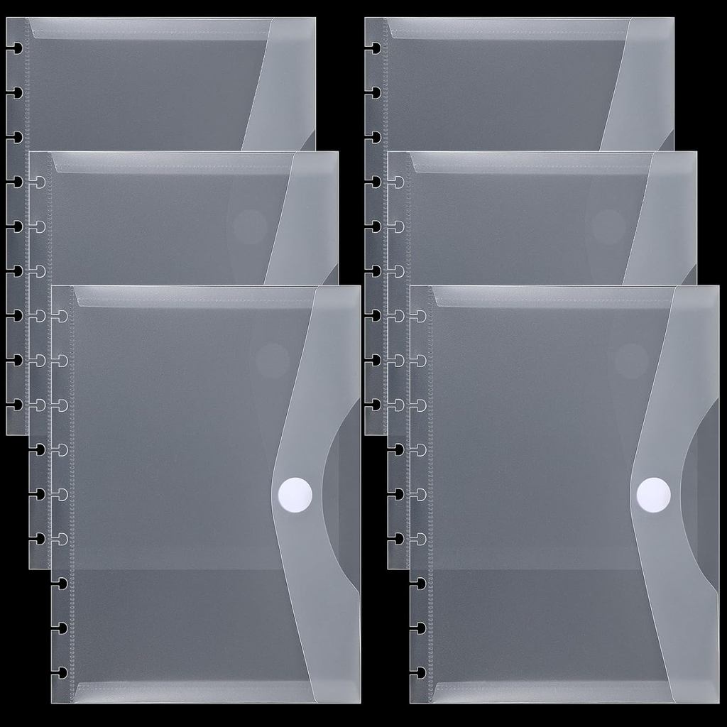 6 แพ็ค 9 แผ่น Planner กระเป๋า 7 x 9.25 นิ้วขนาดกลาง Discbound Notebook Dividers Planner แทรกซองจดหมา