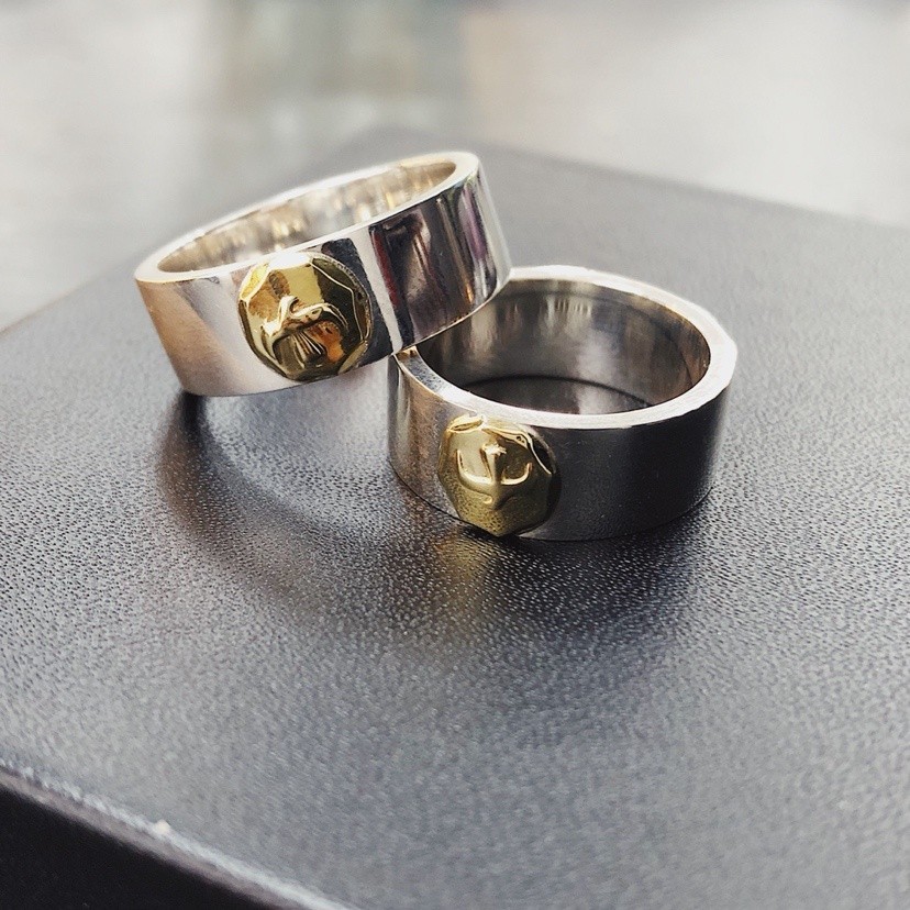 GORO'S s925 Sterling Silver Seiko Flat Flying Bird Couple Ring