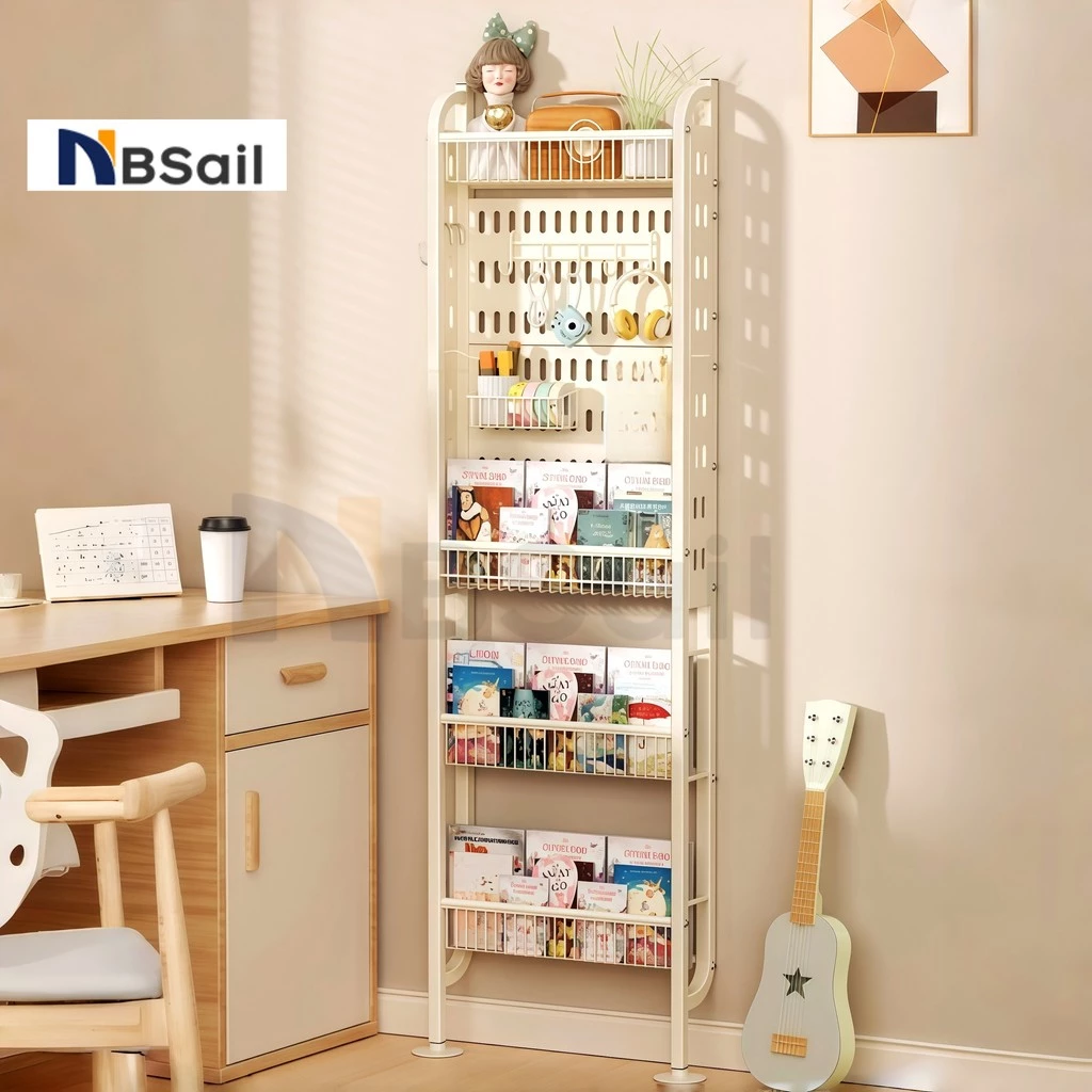 NBSail ชั้นเก็บของแบบแคบ 4 ชั้นแบบบางโดยไม่ต้องเจาะสำหรับห้องครัวห้องน้ำระเบียงประหยัดพื้นที่