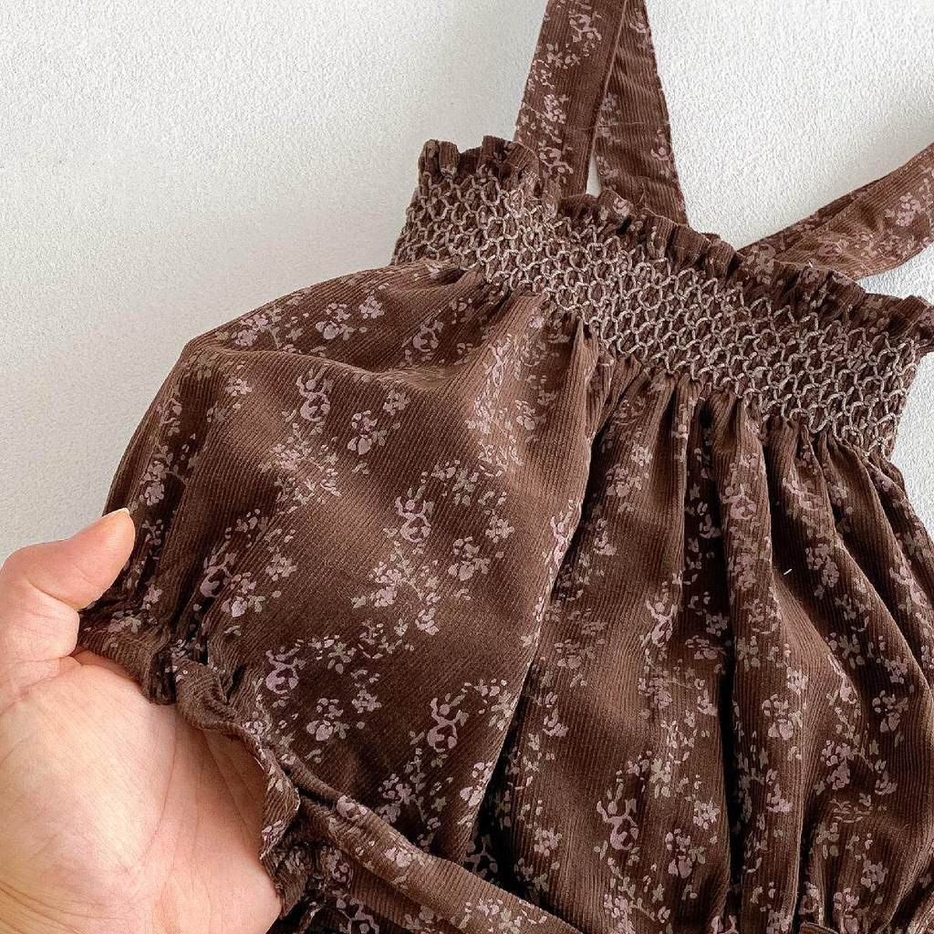 ชุดเสื้อผ้าสำหรับทารกอายุ 0-24 เดือน สไตล์เกาหลี มีลายดอกไม้และสายคล้องไหล่ - รูปที่ 5