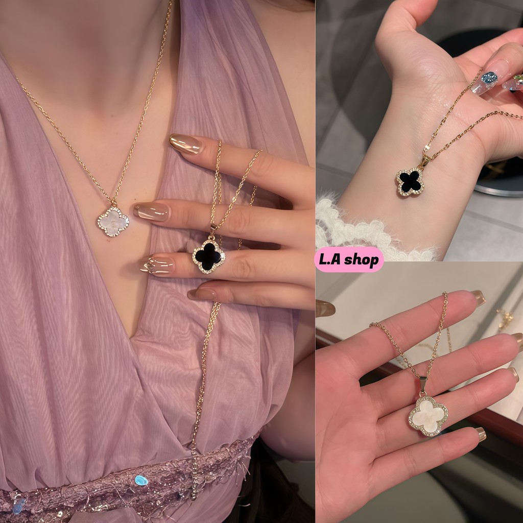 L.A Shop★เสื้อคุณภาพดี  สร้อยคอแฟชั่น สีดำขาวทองสไตล์เกาหลี สไตล์เกาหลี"BRL-22"