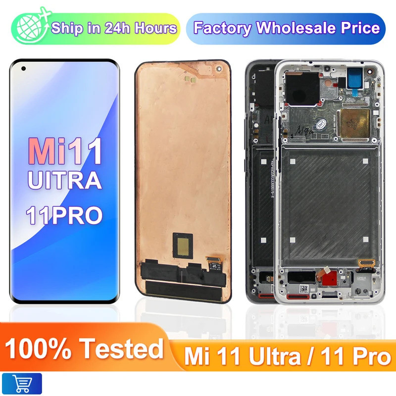 6.81 "AMOLED สําหรับ Xiaomi 11 Ultra LCD M2102K1G M2102K1C จอแสดงผล Touch Screen Digitizer Assembly 