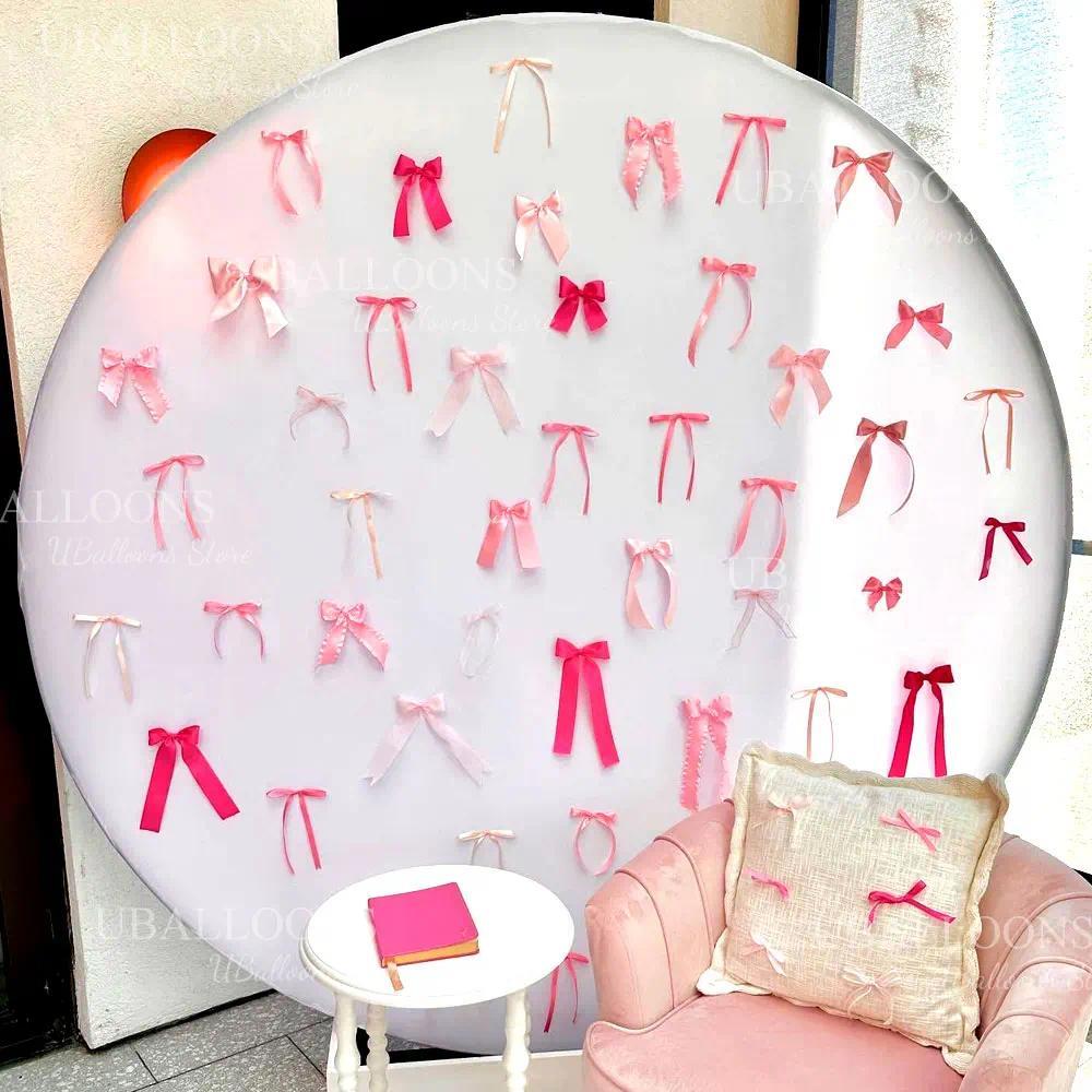 Coquette สีชมพูโบว์สําหรับฉากหลัง 12/16pcs ซาตินขนาดใหญ่ริบบิ้นร้อนสีชมพู Bows Knots สําหรับวันเกิด Baby Shower งานแต่งงาน Decor