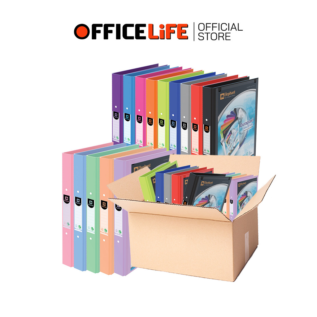 !! จำกัด1บิล ไม่เกิน24เล่ม !! Elephant (ตราช้าง) แฟ้ม 2ห่วง รุ่น 221VB ขนาดA4 สัน3.5cm. สอดหน้าปกได้