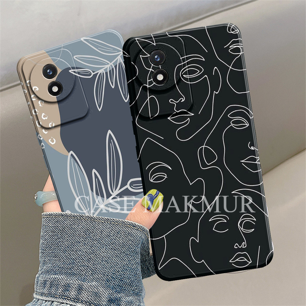Softcase Vivo Y02t Y02 Silicone Leaf & Abstract Motif Casing Pro Camera Bumper Cover