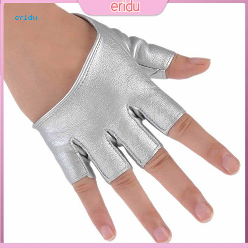 [ER] Lady Fashion Faux Leather Half Finger Gloves Driving Pole Dancing Show Gloves