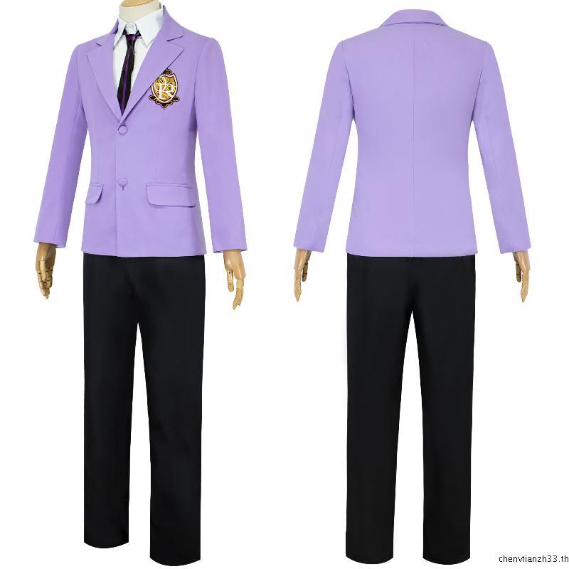 Holoun Ouran High School Host Club Cosplay ชุดยูนิฟอร์มคอสเพลย์ โรงเรียนมัธยม ฮาโลวีน 4 ชิ้น