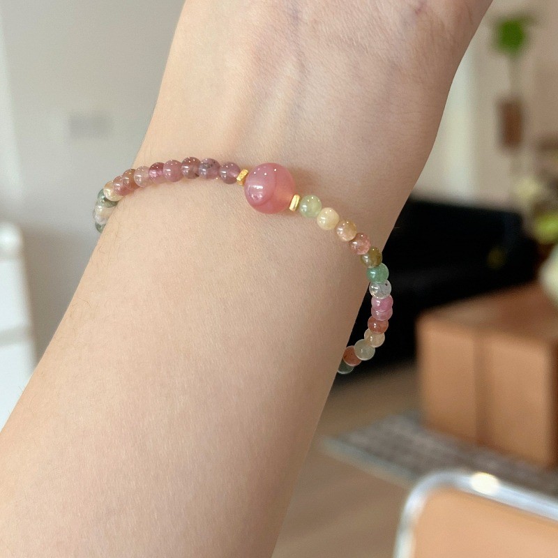 สร้อยข้อมือลูกปัดสายรุ้ง ดีไซน์นิชมิติใหม่ สำหรับสาวสไตล์โดปามีน เหมาะเป็นของขวัญให้แก่คนพิเศษ