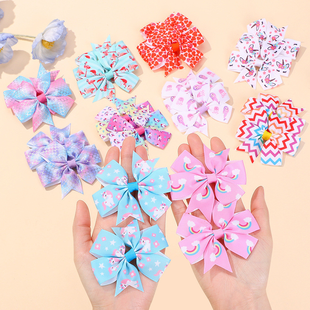 กิ๊บติดผมเด็กการ์ตูน Rainbow Pony Bow เครื่องประดับผมชุดสาว Hairpins Barrettes เครื่องมือจัดแต่งทรงผม