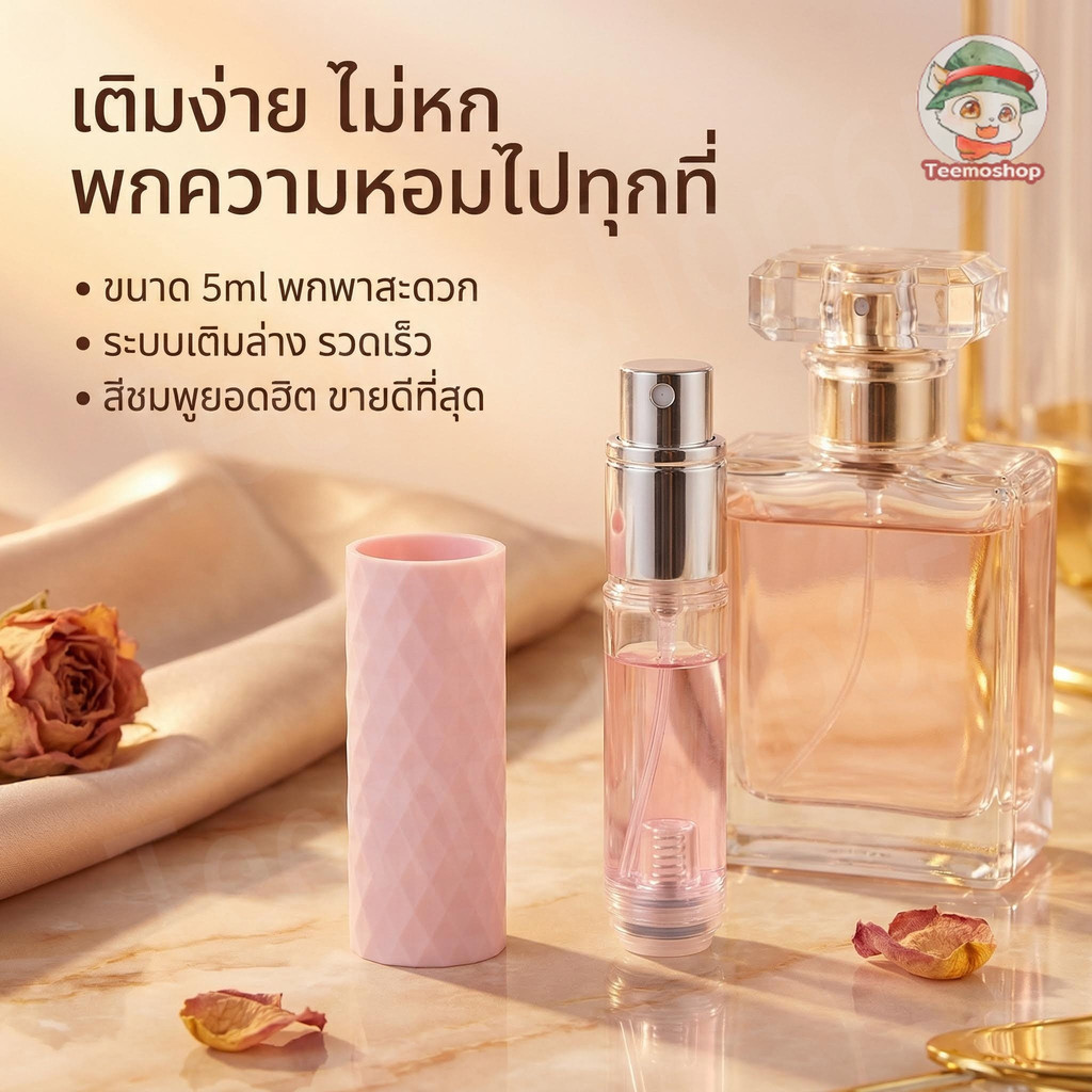 ขวดแบ่งน้ำหอม 5ml พกพาสะดวก ปั้มเติมเร็ว ไม่หก หัวสเปรย์ละเอียด สำหรับเดินทาง
