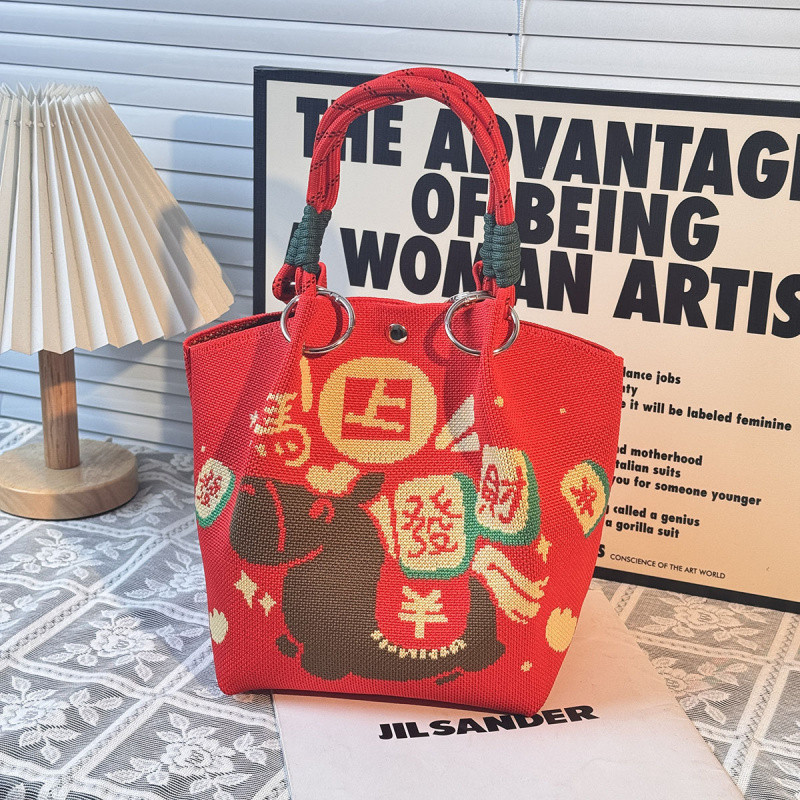 กระเป๋า tote ขนาดใหญ่ แบบใหม่ปีเสือ มีลวดลายนำโชค พร้อมใช้งานในงานแต่งและการเฉลิมฉลองตรุษจีน - รูปที่ 5