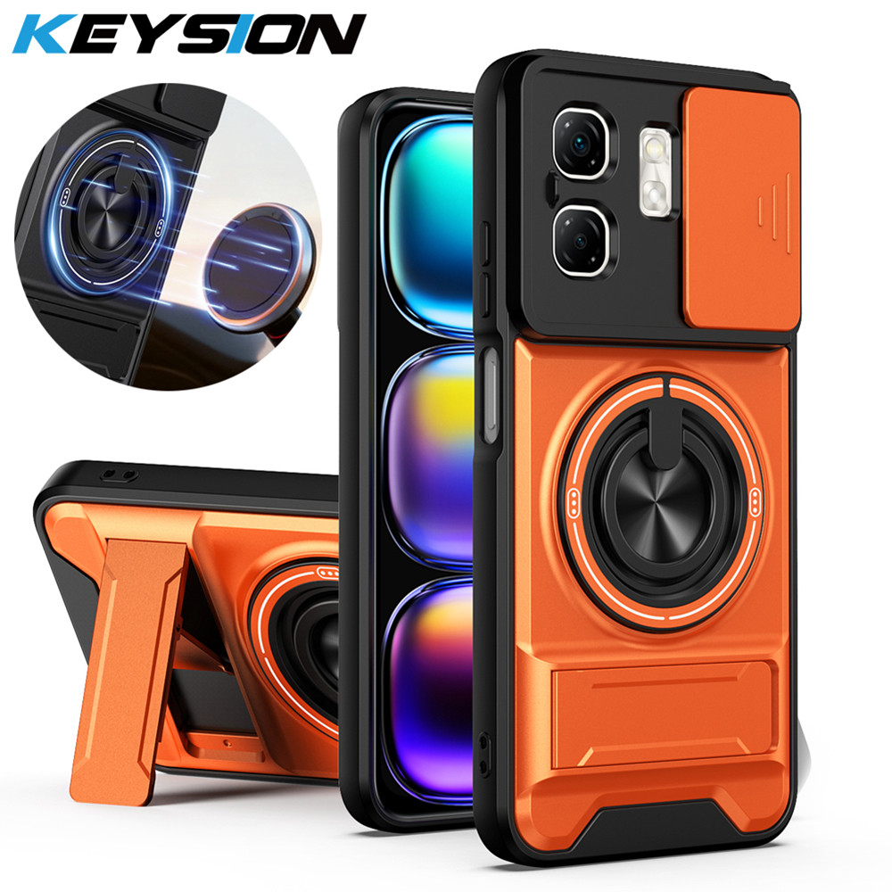 KEYSION เคสโทรศัพท์แม่เหล็กสําหรับ Infinix Smart 9 สไลด์กล้องป้องกันขาตั้งตรงกันกระแทกสําหรับ Infini