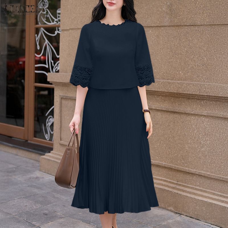 ZANZEA กระโปรงเชิ๊ตดีไซน์หรูหรา มีลายปักและ pleats ทันสมัย เหมาะสำหรับสวมใส่ในโอกาสต่างๆ — صورة 4
