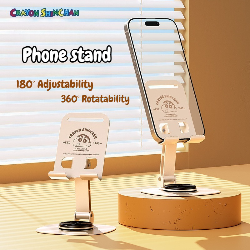 ที่วางโทรศัพท์เครยอนชินจังน่ารักการ์ตูน 360° หมุนพับปรับโทรศัพท์แท็บเล็ตวงเล็บสก์ท็อปที่มั่นคง