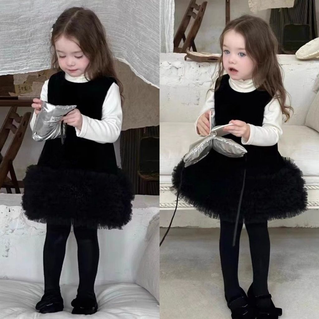 ชุดกิมนายสำหรับครอบครัว สาวพ่อแม่และลูก เสื้อกั๊กกระโปรงยาว สไตล์เจ้าหญิง