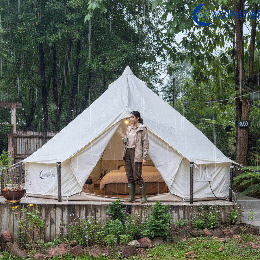 เต็นท์กระโจมไม่มีเสากลาง WIMAN ขนาดใหญ่ พรีเมียม เต็นท์แอร์ แคมป์ปิ้ง รีสอร์ท Bell Tent WIMAN