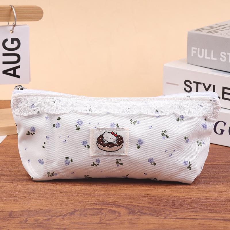 <zhuliye123>สดหวานHello Kittyลูกไม้ดอกไม้กรณีดินสอInsน่ารักKTแมวเครื่องเขียนถุงเก็บกระเป๋าเครื่องสํา