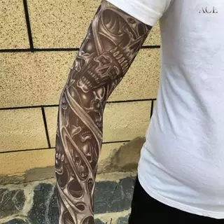 ปลอกแขนรอยสัก แขนกันแดดสำหรับขี่ ลายสักเหมือนจริง 1 ชิ้น ป้องกันรังสียูวี แขนน้ำแข็ง Unisex ปลอก