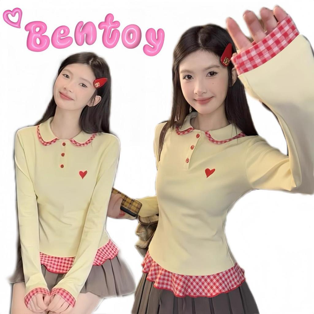 Bentoy พร้อมส่งในไทย 3290 เสื้อสตรีคอลเลจสไตล์ หวานแสบ ดีไซน์พิเศษปกตุ๊กตา  รุ่นใหม่ เหมาะกับสาวตัวเล็ก ดีไซน์น่ารัก