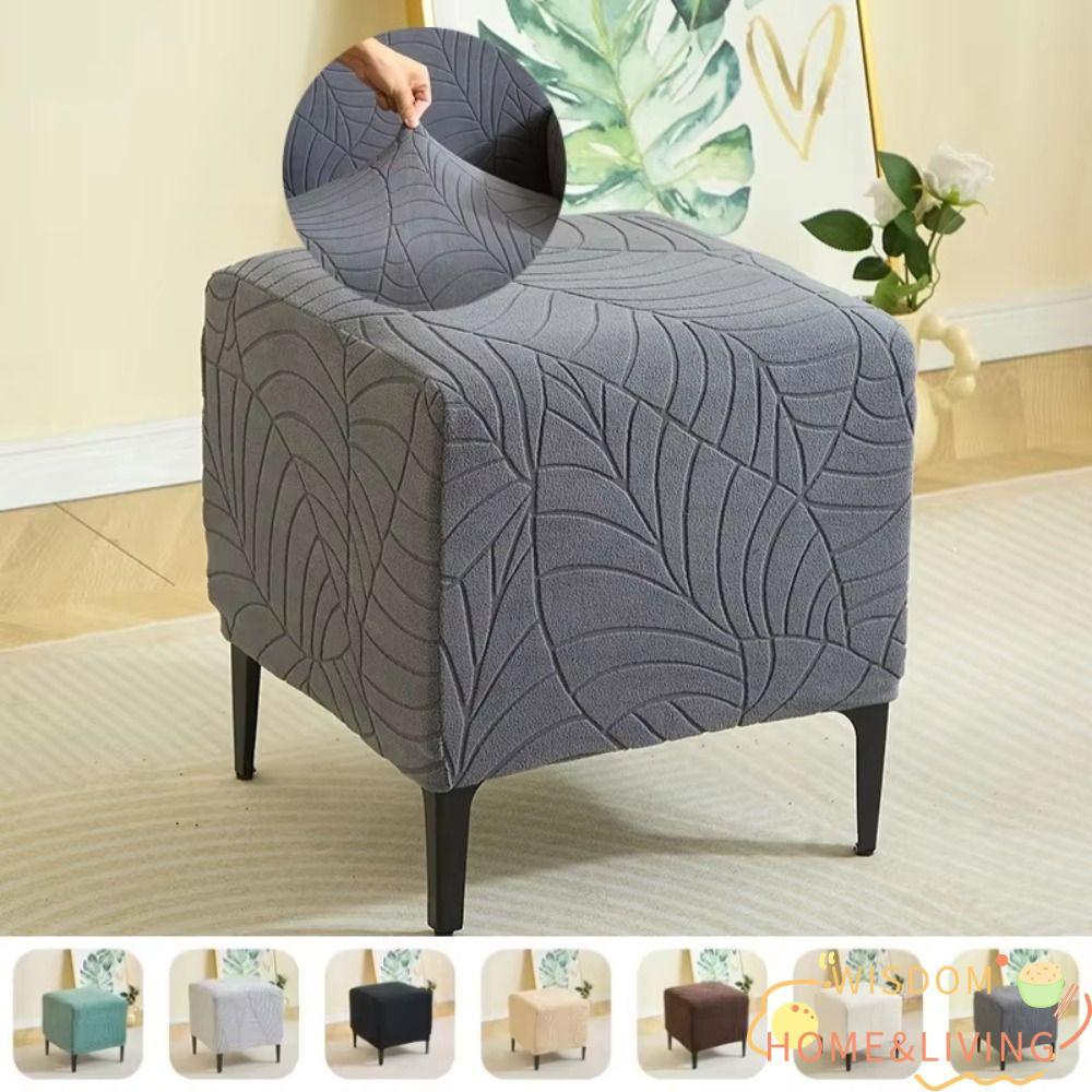 WISDOM Ottoman Cover, Jacquard Stretch Footrest Cover, Anti-สกปรก Anti-slip Wear-resistant Chair Cov