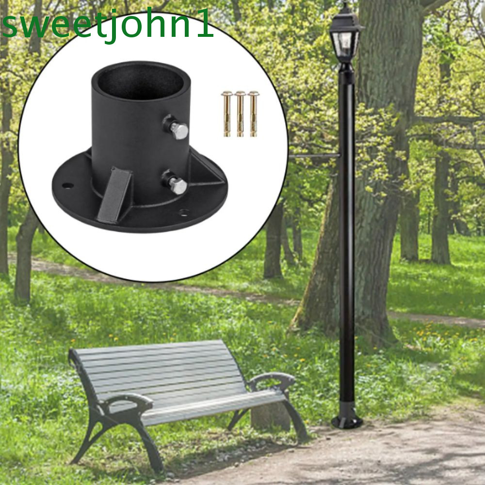 SWEETJOHN Chain Link Fence Post Base, With Screws Floor Flange Base Plate Metal Flange Post Base Cha