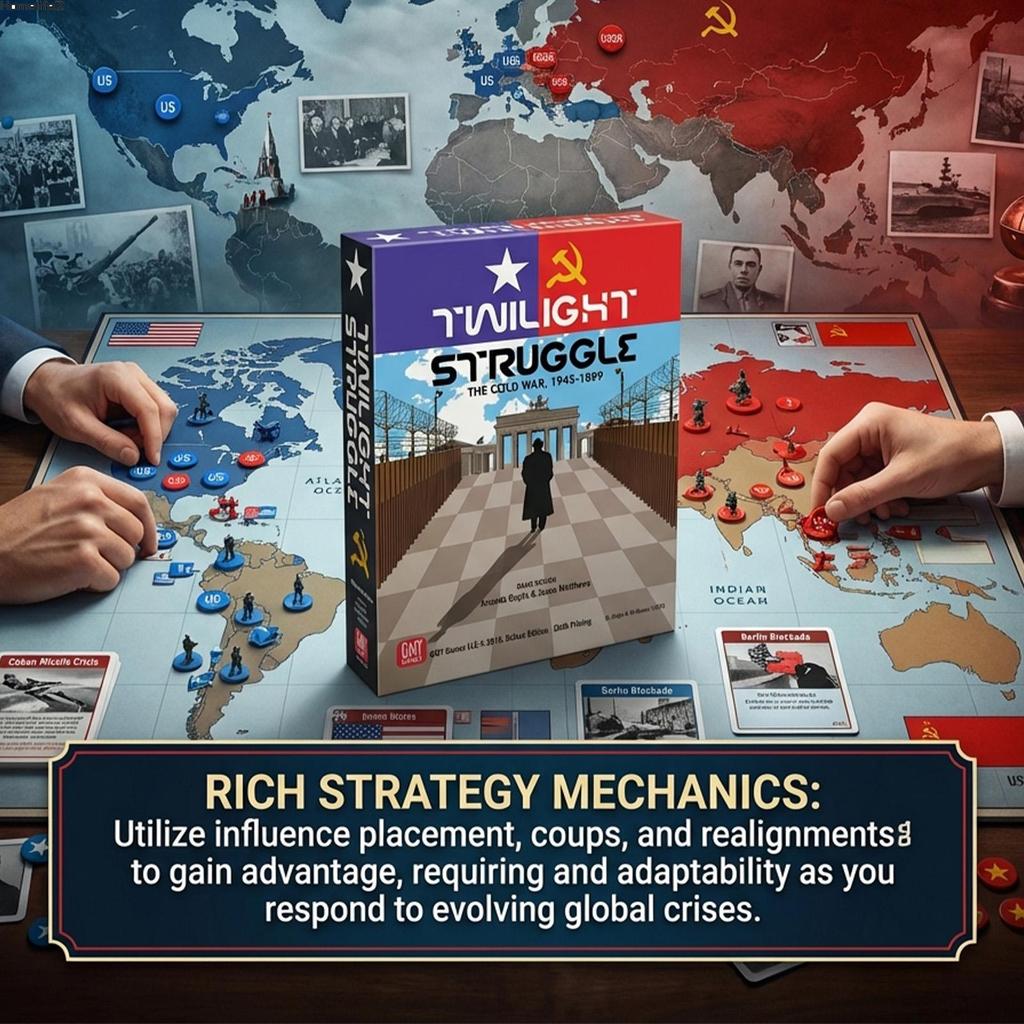 Twilight Struggle สงครามเย็น 2 ผู้เล่นเกมกระดานกลยุทธ์ทางประวัติศาสตร์พร้อมการ์ดกิจกรรมสําหรับผู้ที่