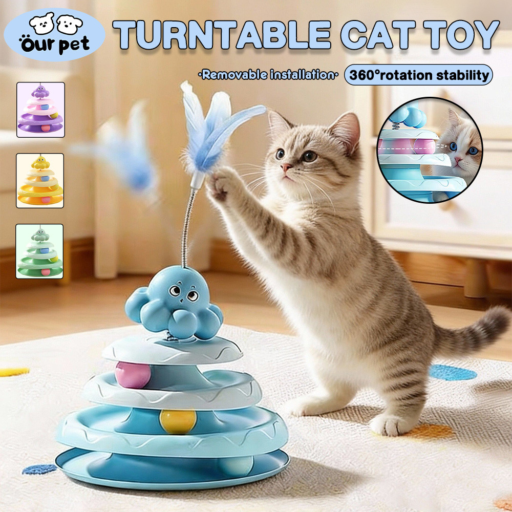 Cat Tower Cat Turntable Spinning Ball Turntable Round Track Interactive Cat Teaser Toy 猫玩具