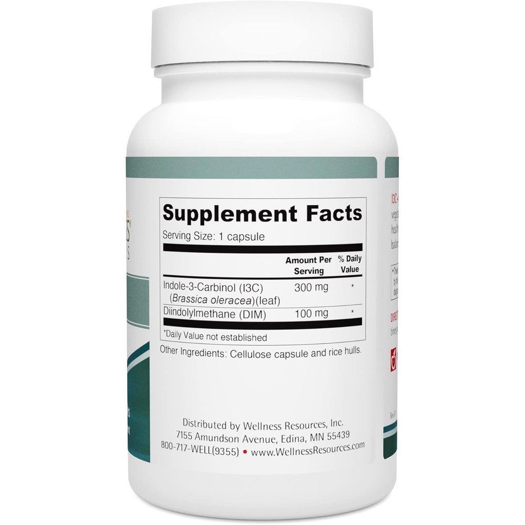 แหล่งสุขภาพ I3C + DIM สําหรับ Estrogen Metabolism เพื่อสุขภาพ ล้างสารพิษ (60 แคปซูล) - 300 มก. I3C +