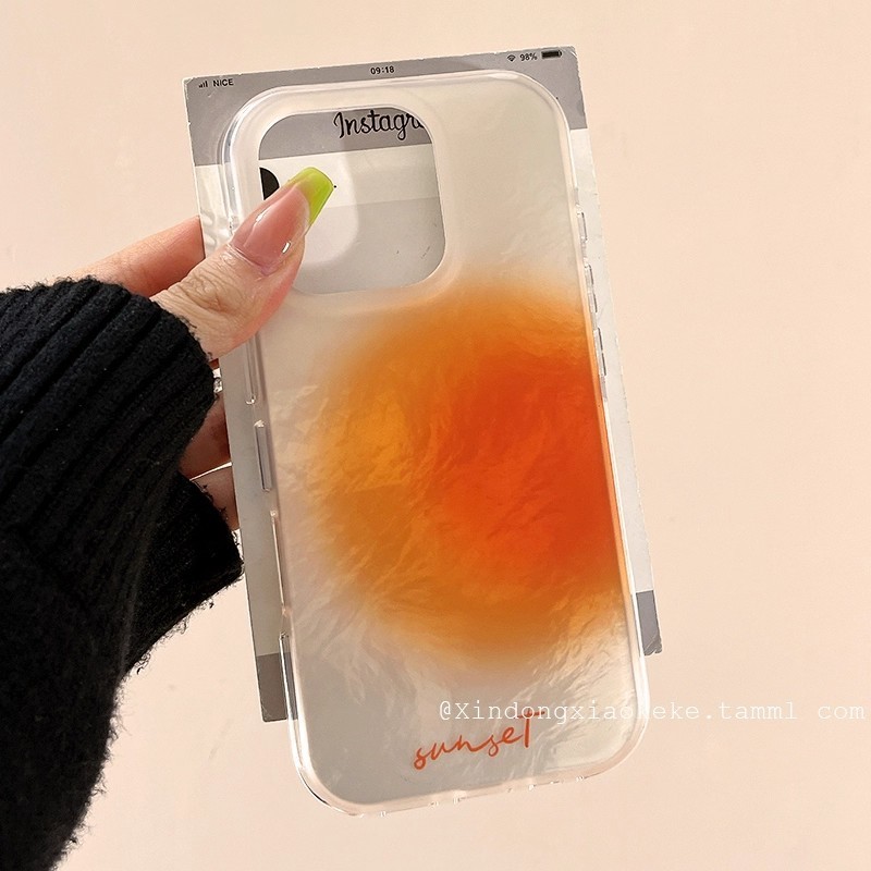 Sunset Smudge สีส้มเหมาะสําหรับ Apple 17air เคสโทรศัพท์ ihone15promax ใหม่ 14 Glacier รูปแบบหลุมขนาด