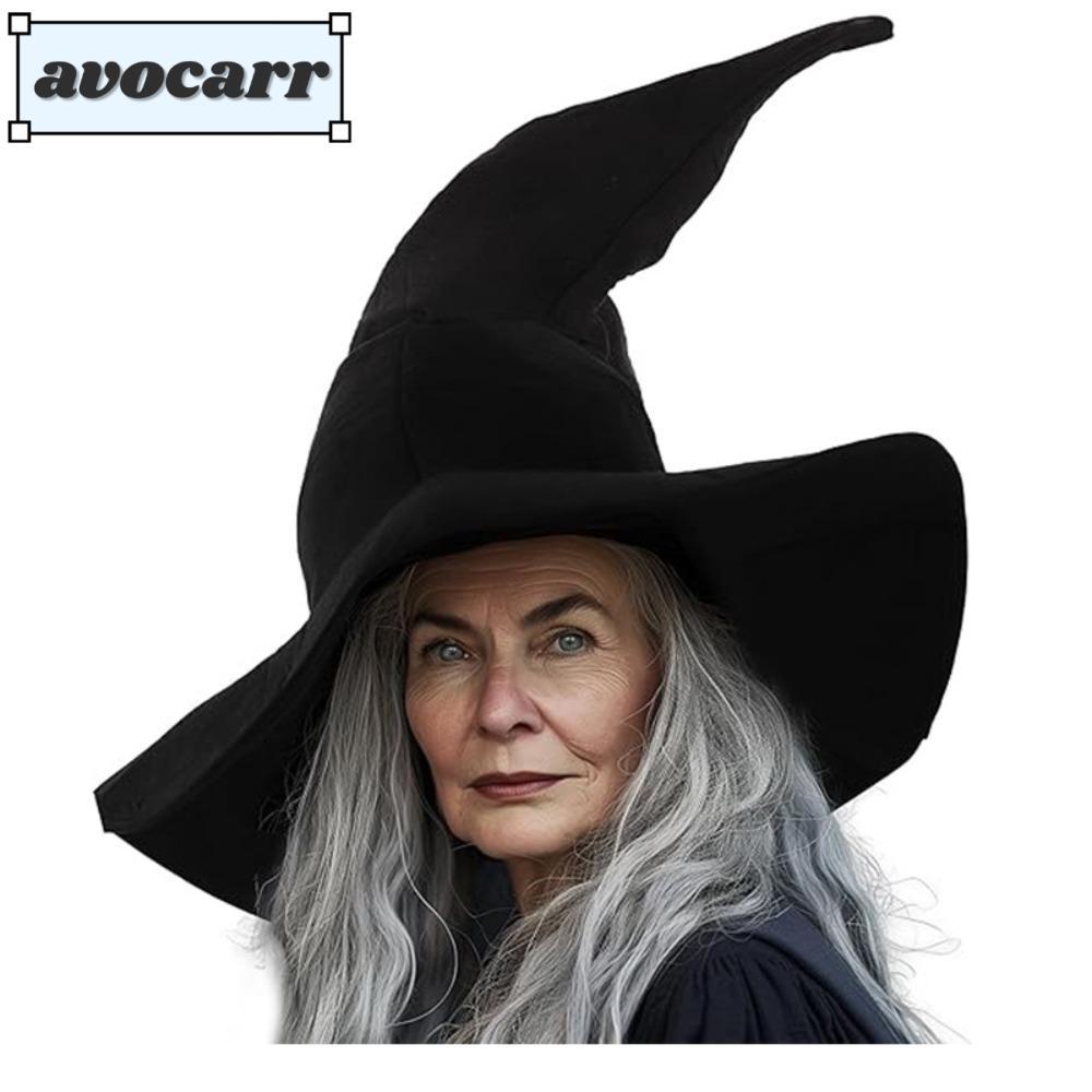 หมวกพ่อมด AVOCAR, พับหมวกปีศาจสีดํา, วินเทจ Flannelette Twisted ตกแต่งเทศกาลผู้หญิงผู้ชาย
