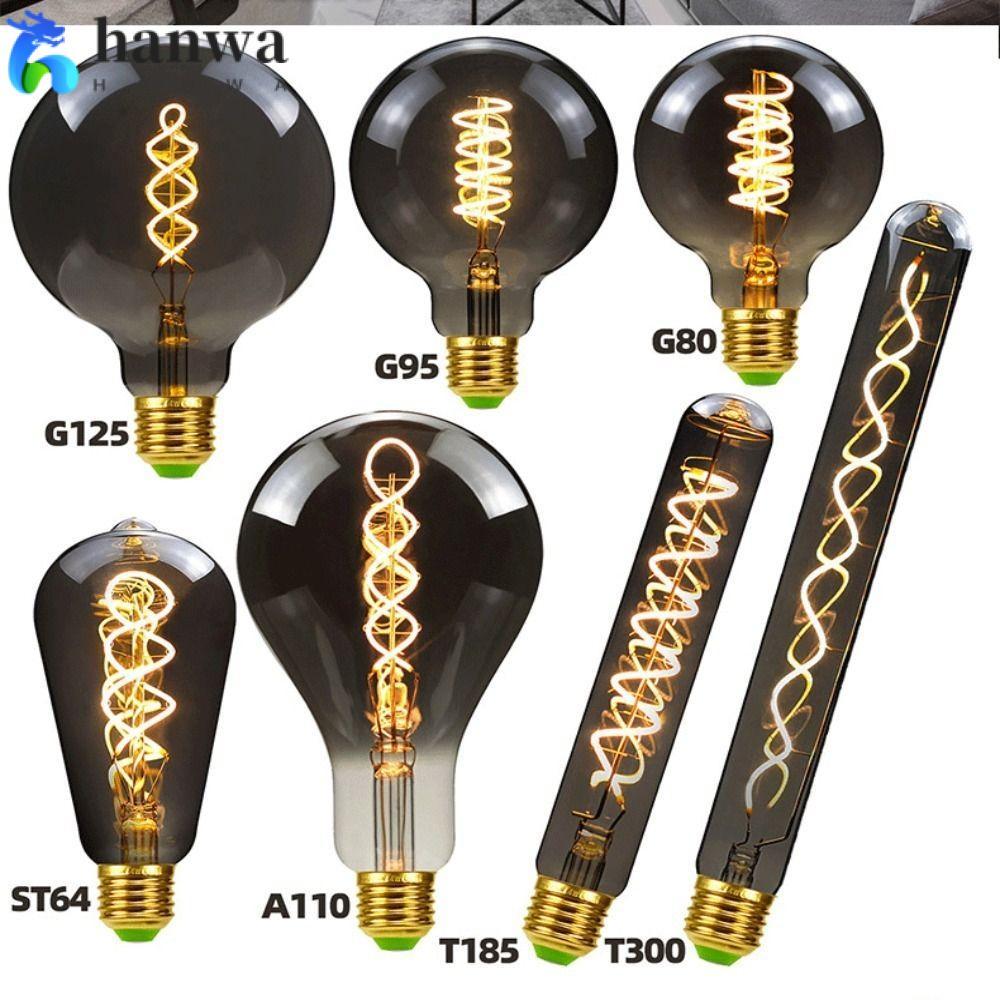 HANWA Vintage Retro Bulb, Electroplated Grey Filament, hot Edison Lamp Screw connector โบราณไส้ Edis