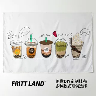 น่ารักมุกนมชาเครื่องดื่มเครื่องดื่มร้านร้านอาหารตกแต่งตกแต่งโปสเตอร์พื้นหลังผนังผ้าพรมพรมผ้าศิลปะ
