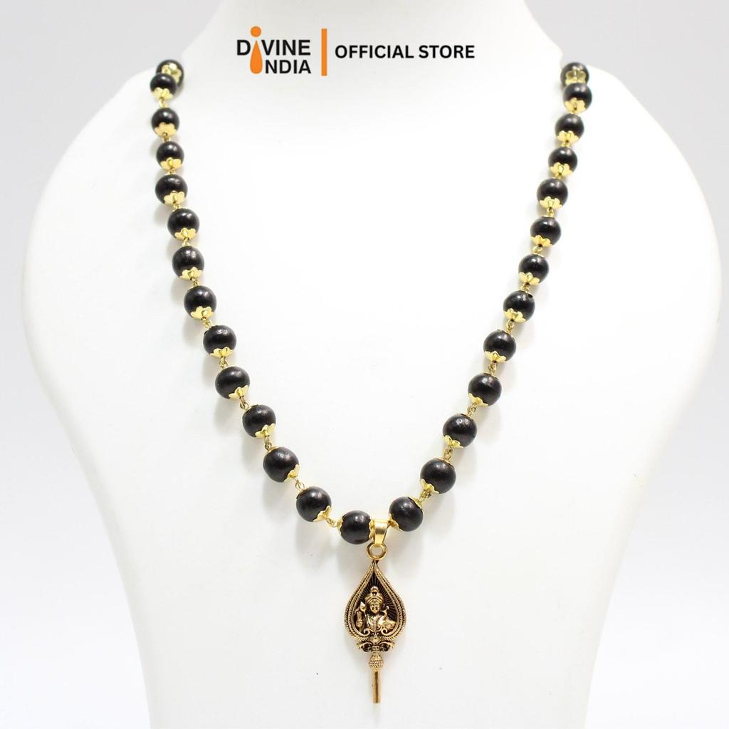 Vel จี้เงินเยอรมัน Karungali Malai Ebony Wood 8MM สร้อยคอลูกปัด Karungali สร้อยคอ Om Kali