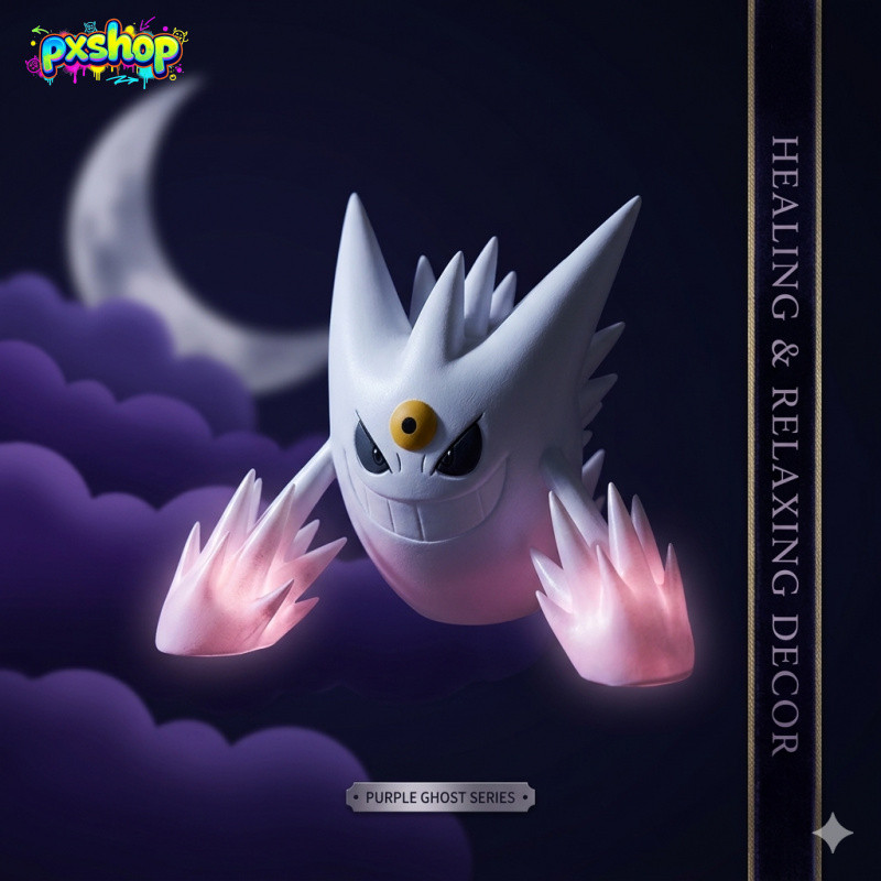 Mega Gengar Mini Figure - Super Shadow Punch ผลพิเศษ - Kawaii Purple Ghost Pokemon รูปปั้น - โมเดลเดสก์ท็อป & ของขวัญตกแต่งรถ