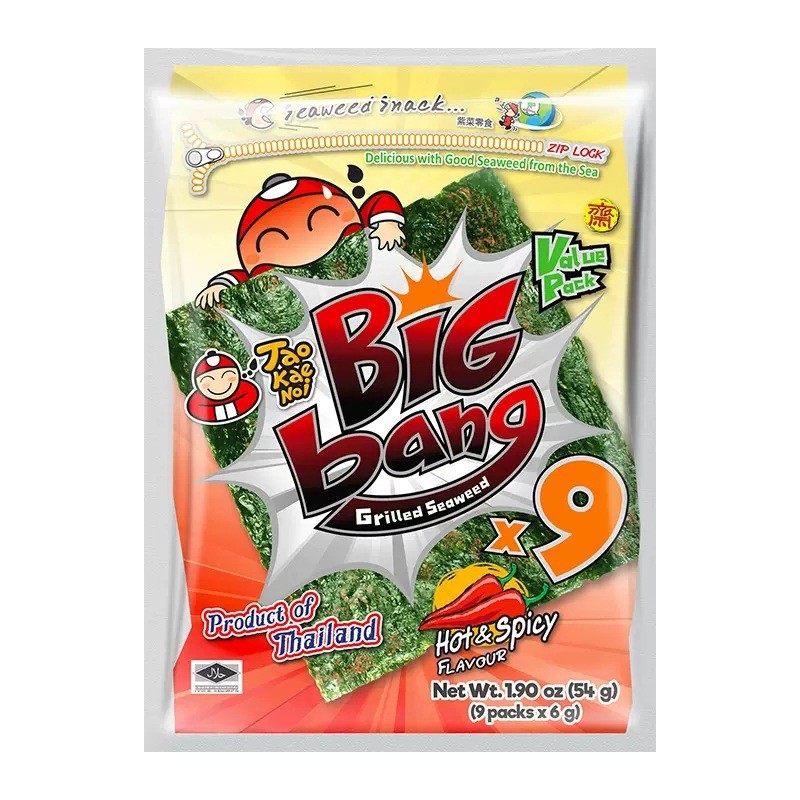 TaoKaeNoi 4g Boss Big Slice Seaweed Thailand ขนมนําเข้า bigbang สาหร่ายทะเลย่างชิ้นใหญ่ LS4226 @