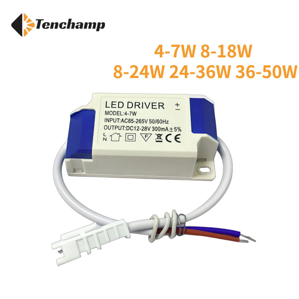 Tenchamp LED Driver Power Supply 4-7W 8-18W 8-24W 24-36W 36-50W 300MA SM ชายหัว