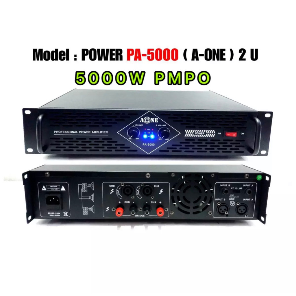 A-ONE PA-5000 เพาเวอร์แอมป์ 5000วัตต์P M P O เครื่องขยายเสียง รุ่น A-ONE PA-5000 K-5000