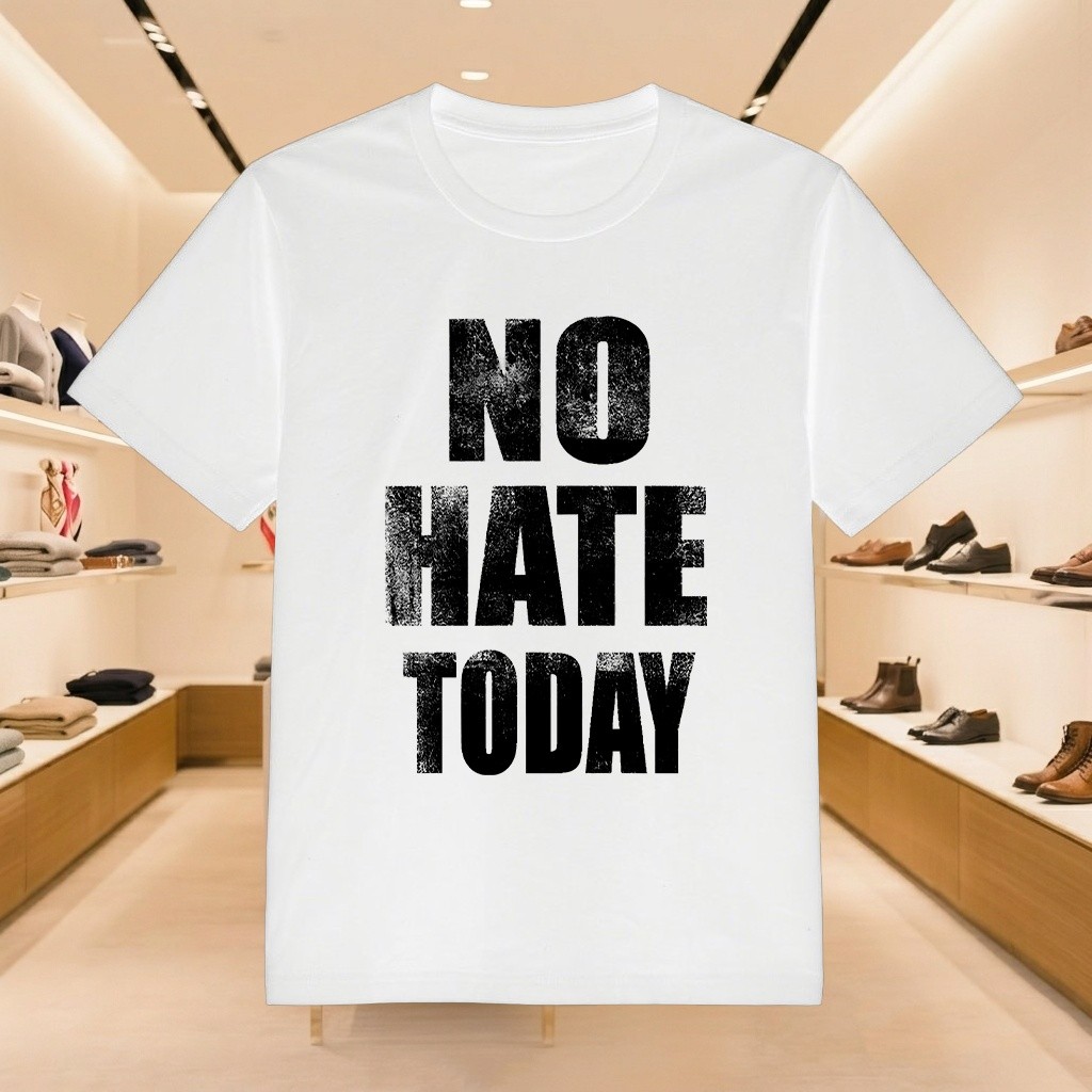 No Hate Today Basic Minimalist Look เสื้อยืดผู้ชาย Easy Mix และ Match Cool Daily Outfit ความรู้สึกระ