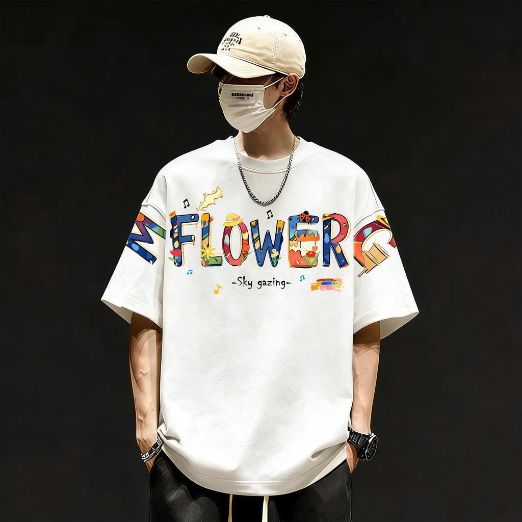 YOU-T🐆เสื้อแฟชั่น ใส่สบาย เสื้อยืดแขนสั้น ลาย เสื้อ"FLOWER" ผ้านิ่ม OVERSIZE แฟชั่น ผ้าฝ้าย 100% สไตล์เกาหลี