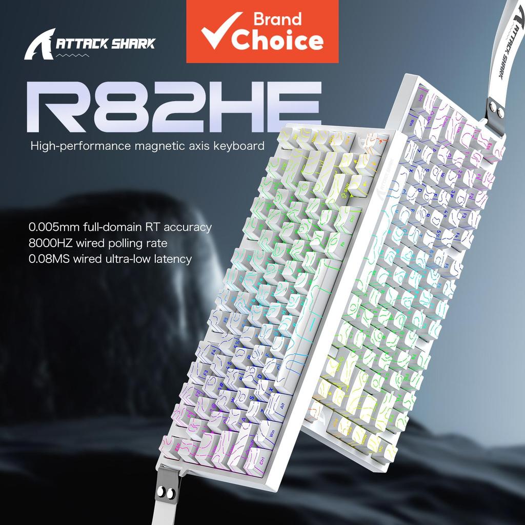 ATTACK SHARK R82 HE คีย์บอร์ดแมคเนติกมีสาย 75% ไฟ RGB อัตราการโพลลิ่ง 8000Hz ทริกเกอร์เร็ว 0.005 มม.