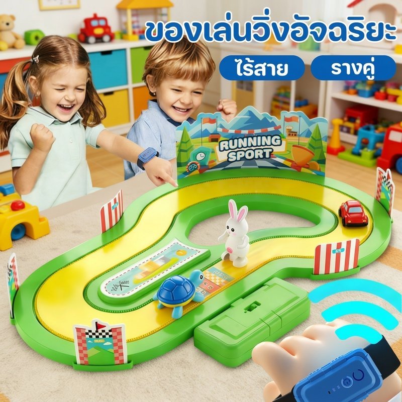ของเล่นวิ่งแข่งไร้สายอัจฉริยะ แข่งขันคู่ ใช้ร่างกายควบคุม พัฒนาการตอบสนองเด็ก