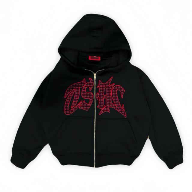 เสื้อฮู้ดมีซิป รุ่น ZIP UP HOODIE ZIP BOXY CALLME สีแดง GE6 120CM-3XL