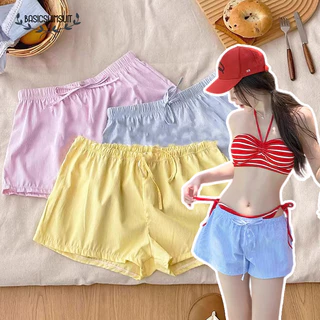 🧡Basic swimsuit💛 กางเกงขาสั้นชายหาด สวมใส่สบาย ทรงหลวมพอดีตัว ยืดหยุ่น 3สี สามารถใส่คู่กับชุดบิกินีได้ ส่งจากไทย