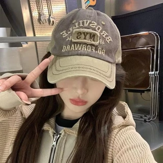 HAT07 หมวกแก๊ปเบสบอล ปักตัวหนังสือ เย็บป้ายNYA วินเทจ หมวกแต่งสีทูโทน พร้อมส่งในไทย